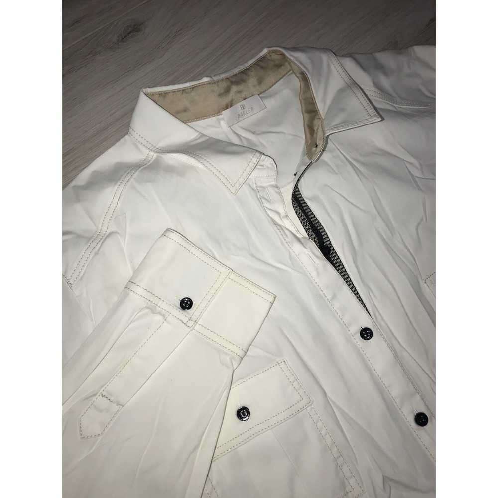 BASLER Womens‎ White Contrast Tan Trim Dual Pockets Size 18 Casual Work*